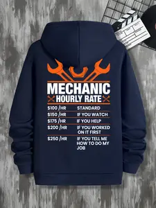 Mechanic Hoodie with Pop Art Print, Fitted Style Sweatshirts for Spring & Fall, Ideal for Auto Repair Workshops and Garage Jobs