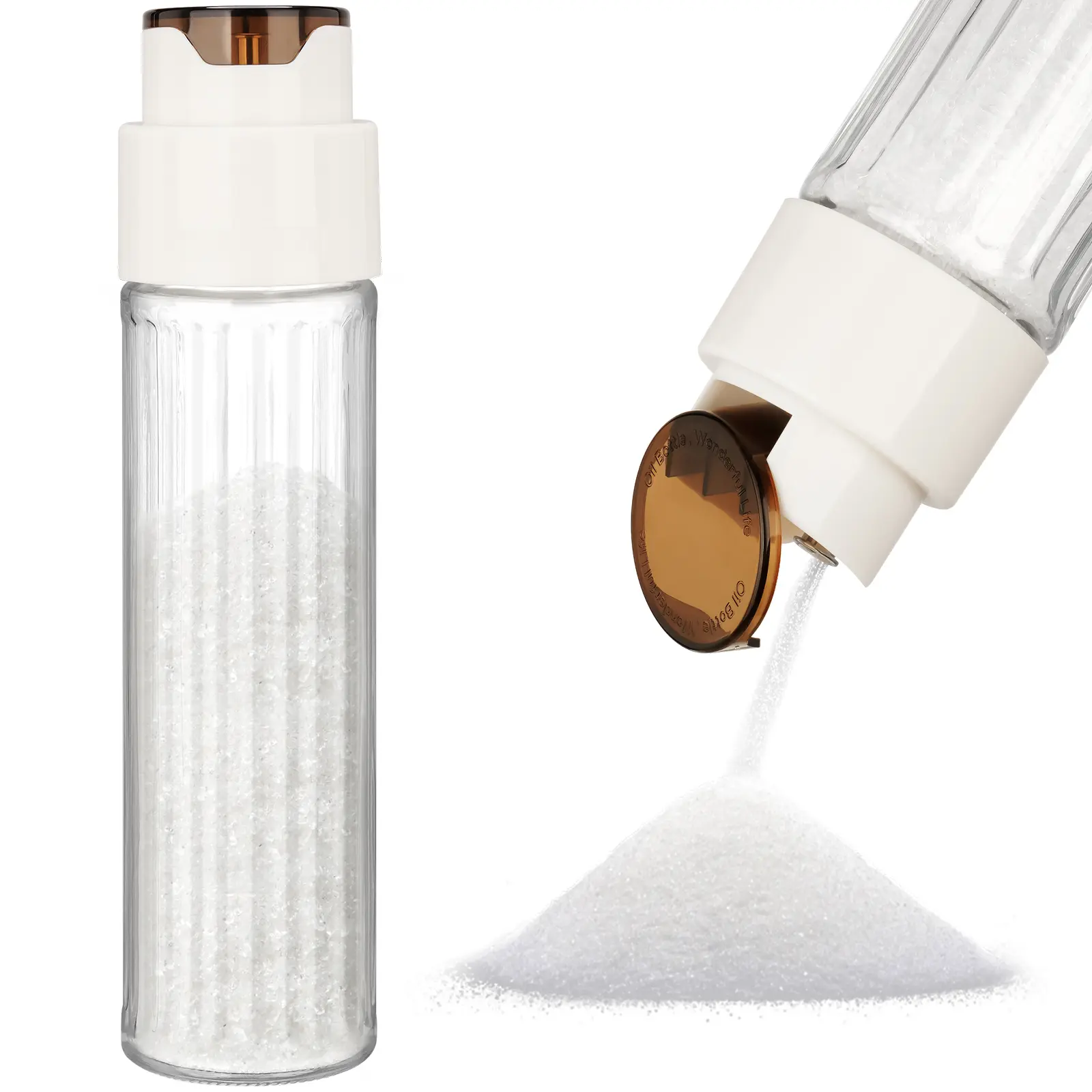 NiHome Automatic Pouring Switch Sugar Dispenser - Food-Grade Glass Jar, Large Capacity Kitchen Gadgets Utensils for Home Kitchen Coffee Station, Anti-Slip Ribbed Design for Sugar, Dining Table Daily Use