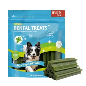 IFELLO PET Dental Chews for Dogs - Mint Dental Sticks for Plaque Tartar & Breath Control, Teeth & Coat Health, Real Chicken Formula for Big and Smell Dogs