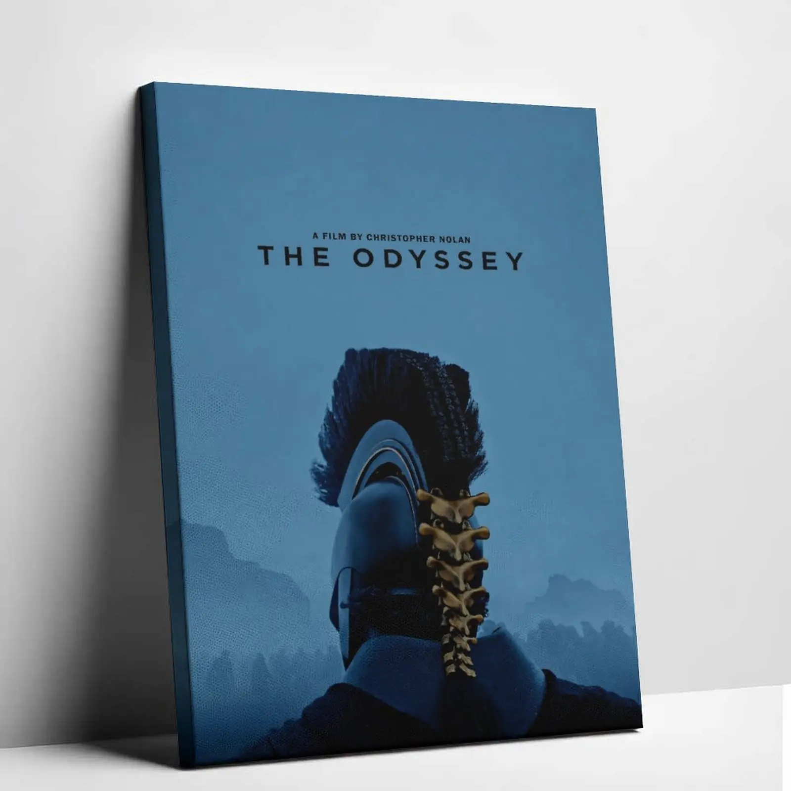 The Odyssey Christopher Nolan Movie Canvas Wall Art Greek Spartan Helmet Poster Print Epic Cinema Concept Canvas Painting Aesthetic Blue Graphic Picture Decor for Living Room Bedroom Studio
