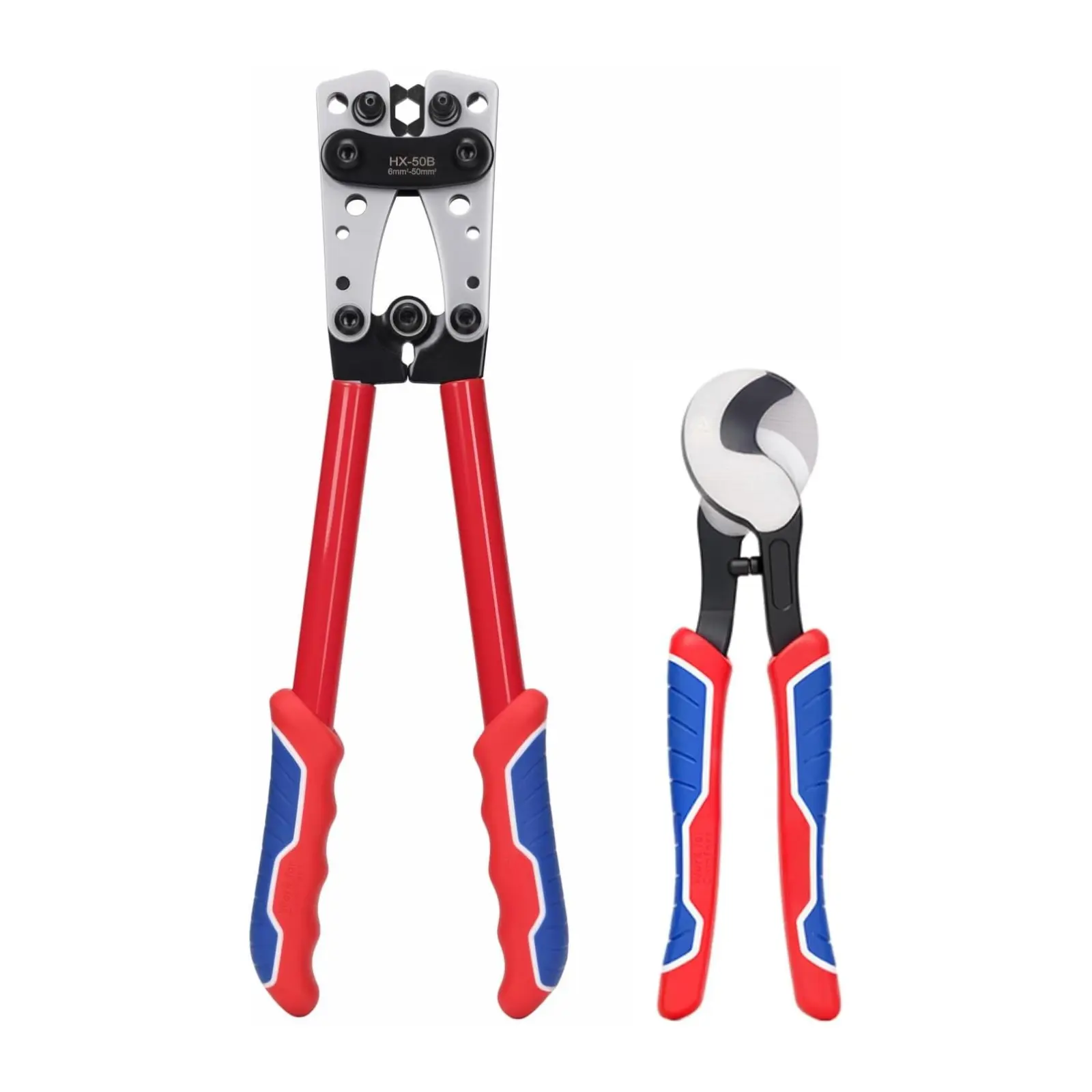 1/4-Inch Battery Cable Lug Crimping Tool, Heavy Duty Wire Crimper for 8, 6, 4, 2, 1 & 1/0 AWG Copper Lugs, Battery Terminals with Wire Cutter