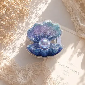 Pearl Shell MagSafe Phone Grip: Mermaidcore Coastal Aesthetic Magnetic Phone Holder, Celestial Ocean Fantasy Pearlcore Coquette Kindle Gift