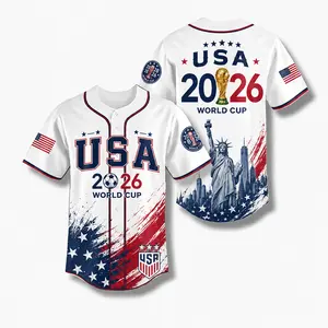 USA 2026 Soccer Fan Jersey for Men Women, Baseball Style Football Supporter Shirt, Patriotic American Sports Graphic Tee Fan Apparel Gift Outfit