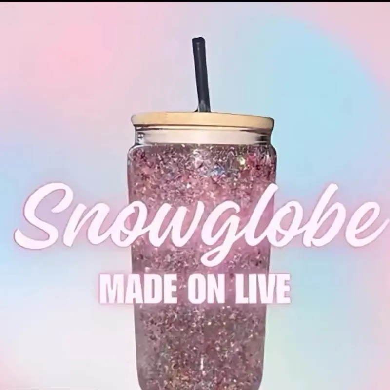 Custom Made Snowglobe Cup - Live Crafted Drinkware Bottle with Glitter Design