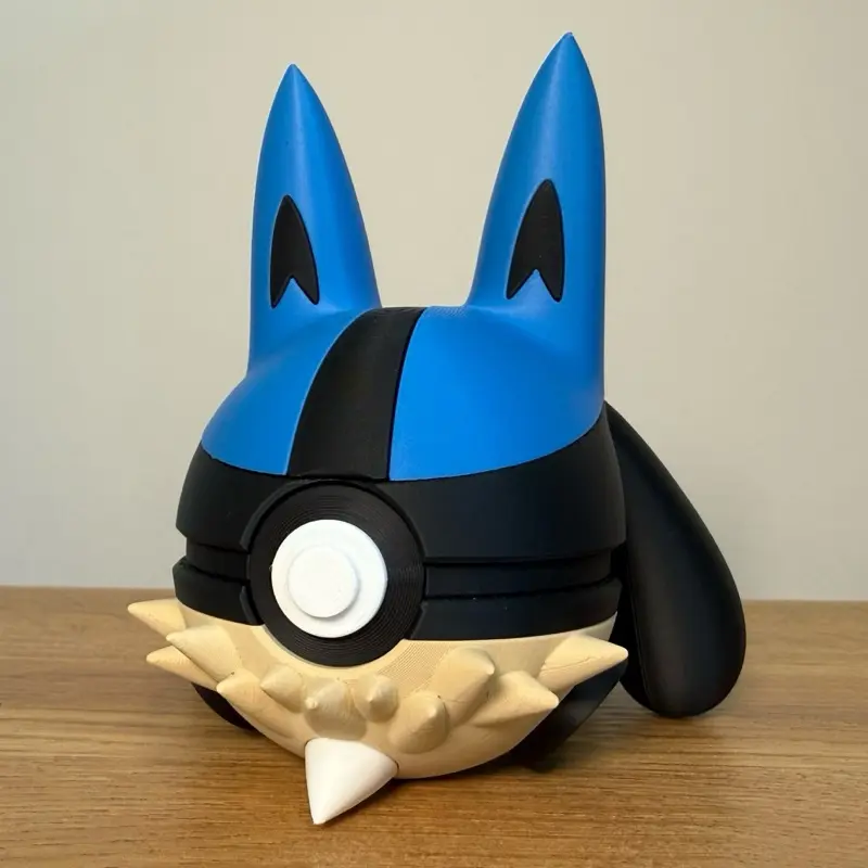 Lucario Ball - Made to Order, High-Quality PLA, 3D Printed Pokeball Figure, Decor