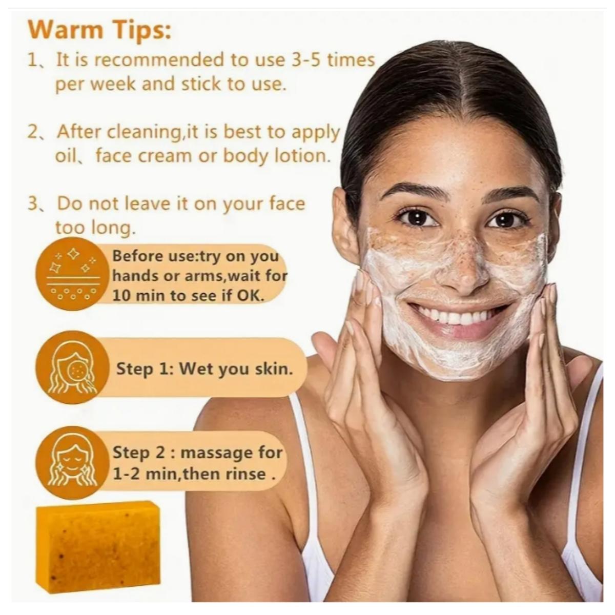 Lemon Turmeric & Kojic Acid Soap Bar, Summer Acne Face & Body Wash for Men & Women, Daily Skincare Cleanser Sets with Soap Saver Bags, Christmas Gift Lemon Turmeric & Kojic Acid Soap Bar, Summer Acne Face & Body Wash for Men & Women, Daily Skincare Cleanser Sets with Soap Saver Bags, Christmas Gift