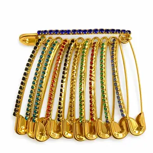 Gold Rhinestone Safety Pin Brooch – Trendy Fashion Accessory for Sweaters, Shawls, Cardigans & Waist Tightening  fixator