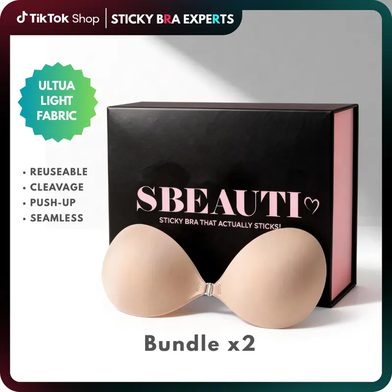 SBEAUTI Push up Sticky bra Seamless Strapless Backless Sweat proof glue  Ligher fabric adhesive Cleavage Bra Invisible Bra for Date Night Party  Wedding dress SummerVibe - TikTok Shop