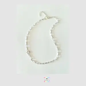 Silver Paperclip Pave Letter Necklace /  Sideways Initial Necklace / Pendant Letter Necklace