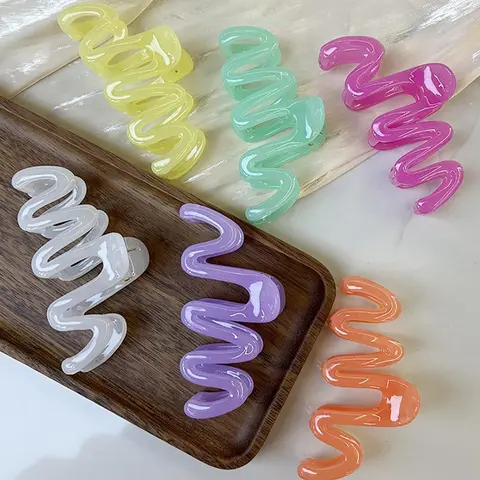 Solid Color Wave Design, Claw Clip Pack, Hairclips, Versatile Claw Clips for Women, Suitable for Updos and Thick Hair, Hair Accessories for Parties and Daily Wear, Gifts for Girlfriend