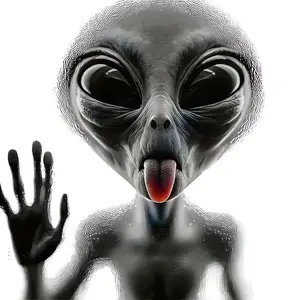 Funny Alien Tongue-Out Sticker, Dark Sci-Fi Decorative Decal, Waterproof High-Definition Print, Strong Adhesive, Unusual Shapes for Car Skateboard Luggage Notebook Wall Decoration, Universal Car Sticker, Motorcycle Stickers