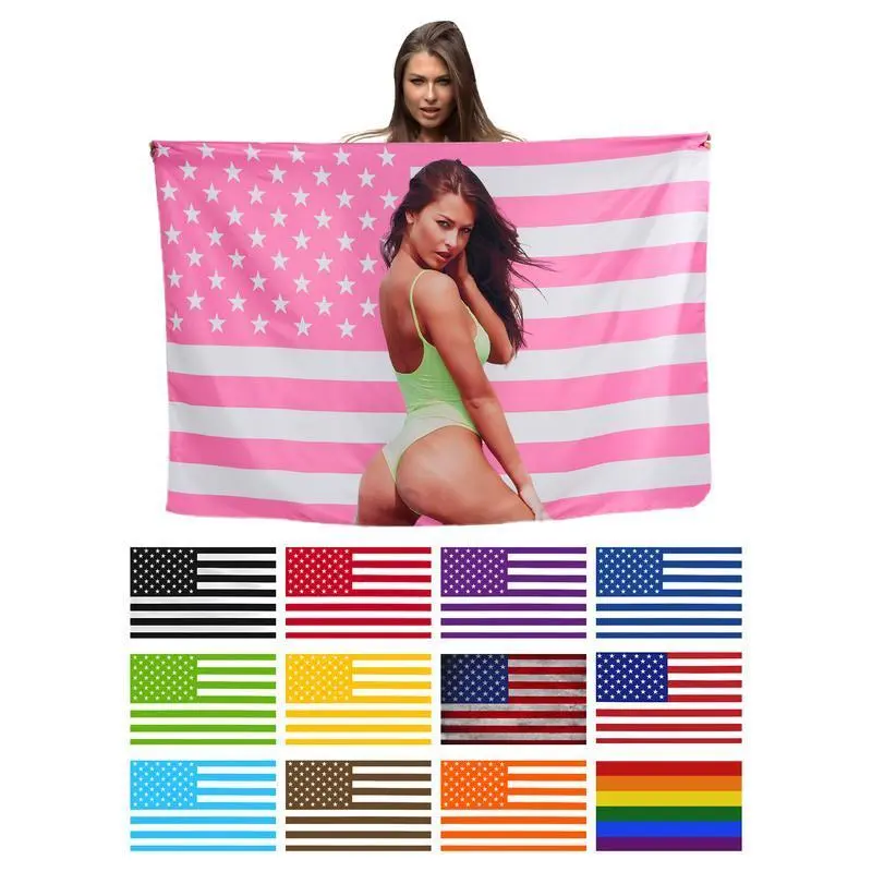 Pink American Flag Tapestry - Double Stitched, Easily Customizable, Personalized Design, Custom Flags, Multiple Sizes, Indoor Home Decor for Living Room, Dorm, Custom Gift