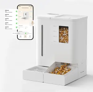 Waithem 5G/2.4GHz WiFi Automatic Cat Feeder and Waterer 2-in-1 Set for Pets, Intuitive App Operation, 123 oz Water&176 oz Food Capacity for 2 Weeks, Detachable for Cleaning, Moisture-proof