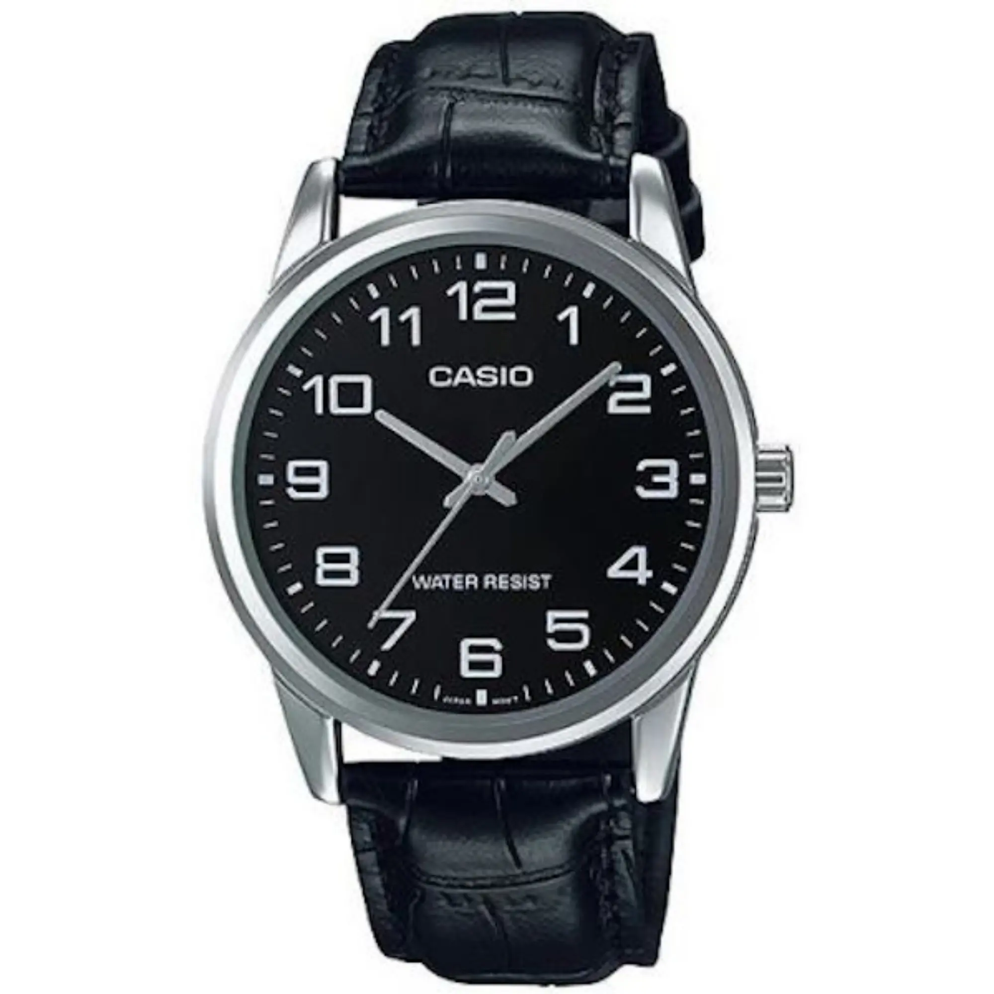 Casio Men’s Black Dial Analog Watch with Black Leather Strap - MTP-V001L-1BUDF
