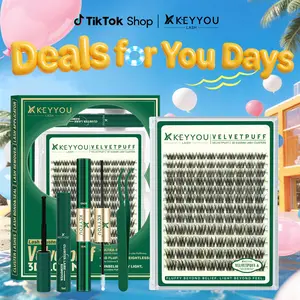 KEYYOU Natural Wispy Lash Clusters, VelvetPuff & Daydream Series 0.03mm 120 Pcs Ultra Soft Lightweight Individual Lashes, Waterproof Soft Band DIY Eyelash Extensions for Natural Fluffy Beauty #DealsForYouDays
