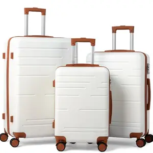 Zimtown Luggage 3 Piece Set Suitcase ABS Hardside Lightweight with TSA Lock Spinner Wheels, Beige