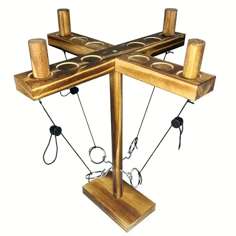 Wooden Hook and Ring Game, 1 Set Ring Toss Game, Outdoor Indoor Game for Bar, Home, Party, Family Fun Game, Party Table Game