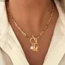 Vintage Faux Pearl OT Buckle Necklace, Elegant Letter Charm Pendant Jewelry, Stylish Accessory for Women Daily Party Wear