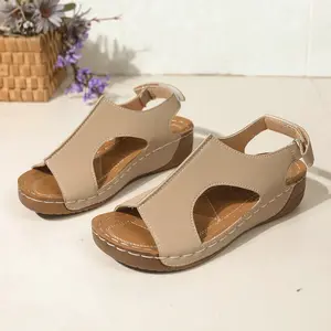 A33-Ladies Casual Sandals 2026 – Comfortable Leather Air Cushion Platform Wedge Sandals for Women