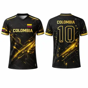 Colombia Inspired Soccer Jersey, Black Gold Colombian Pride Sports Shirt, Colombia Flag Colors Athletic Shirt, Gift for Men Women