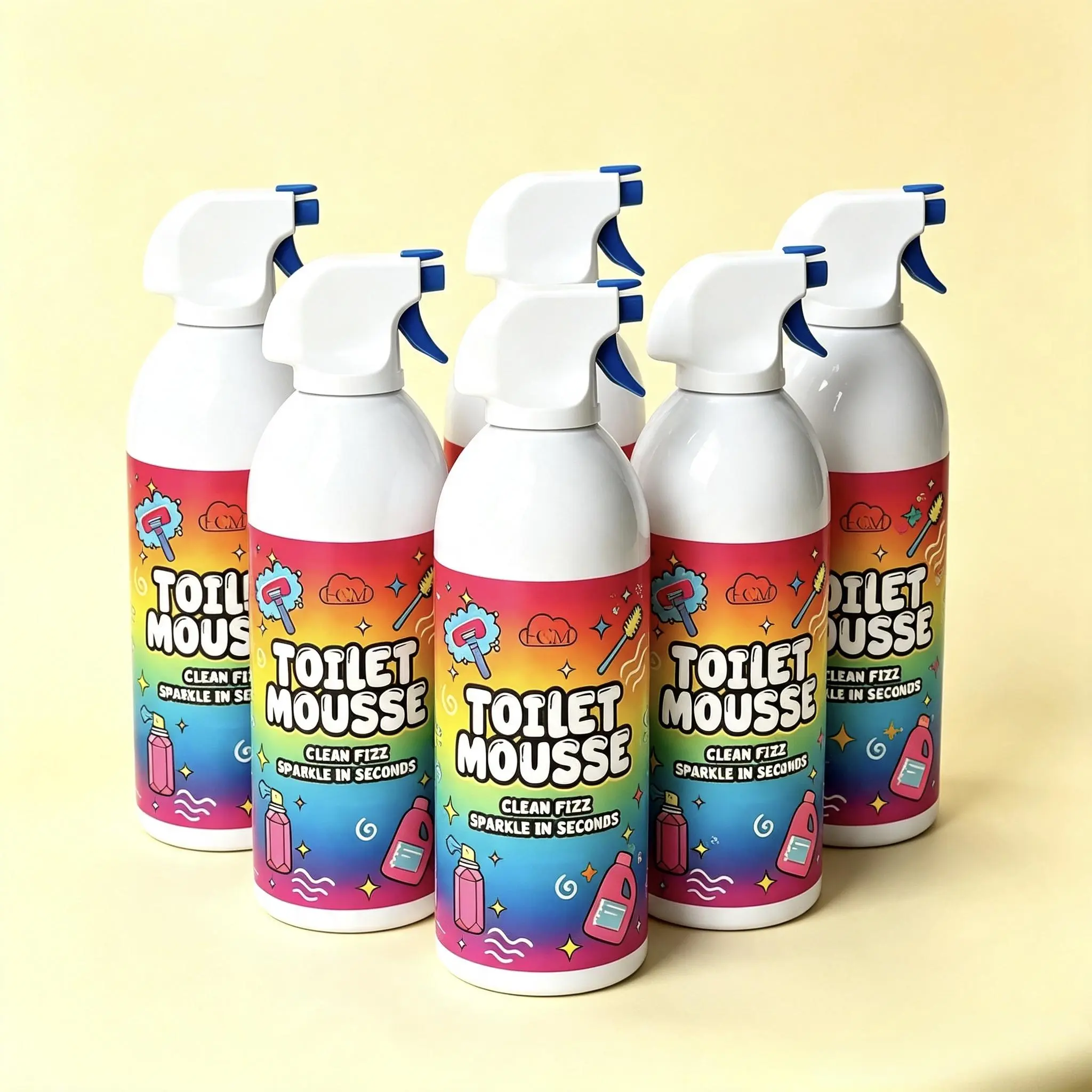 HCM 6-piece peach-scented foaming bathroom cleaner, a multifunctional household stain remover.Dense foam that penetrates stains, effectively removing limescale, mold, and rust from toilets, sinks, tiles, and shower floors, while leaving a pleasant peach s