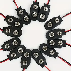 10pcs 15cm Long 9V Battery Snap Connectors - Black Steel Contacts with Red and Black Wires, Ideal for DIY Projects and Electronics Assembly, Electronics Accessories | Snap Connector | Durable Battery Holder, Battery Operated Accessories