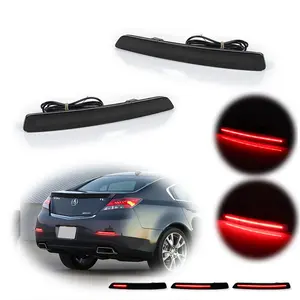 2pcs Smoked Red LED Rear Bumper Reflector Tail Brake Signal lamps Lights For 2012 2013 2014 Acura TL,Replace OEM 33505TK4A11, 33555TK4A11