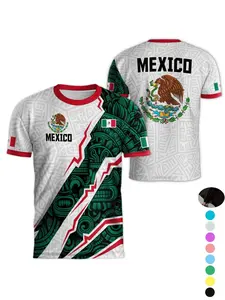 Mexico World Cup Short Sleeve T-Shirt, Breathable Quick-Dry Sports Fabric, Casual Fitted Ombre Design, Unisex Long Tee for All Seasons, Athletic Sports Clothing