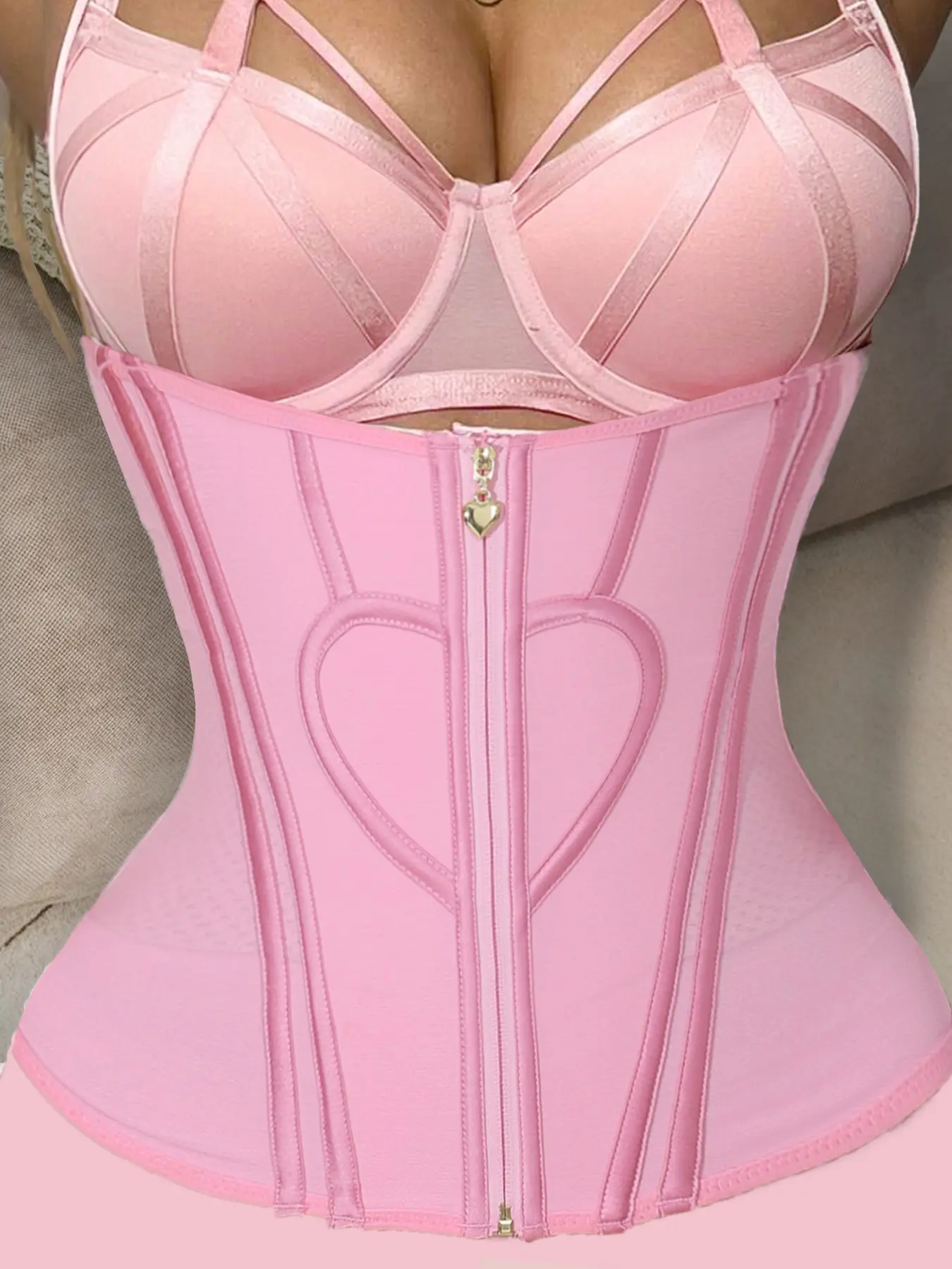 LUXSEREN Women's Minimalist Solid Color Zipper Corset Shaper Waist Trainer - Shaping Grill, Bi-Level Compression Faja, All-Season Basic Womenswear, Spring Glowup Shapewear