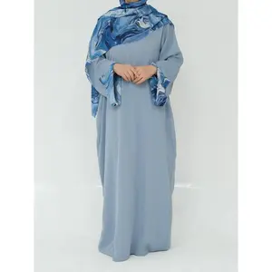 Women's Tie Dye?Long Sleeve Dress with Hijab, Modest Casual Long Dress for Daily Wear, Ladies Islamic Clothing for All Seasons