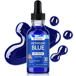 Honeyskin Methylene Blue Pharmaceutical Grade 1% USP – High-Purity Liquid Drops 10mg/mL | Alcohol-Free, Formaldehyde-Free, Cool Mint Flavor | Cognitive & Antioxidant Support, Third-Party Tested, Made in USA