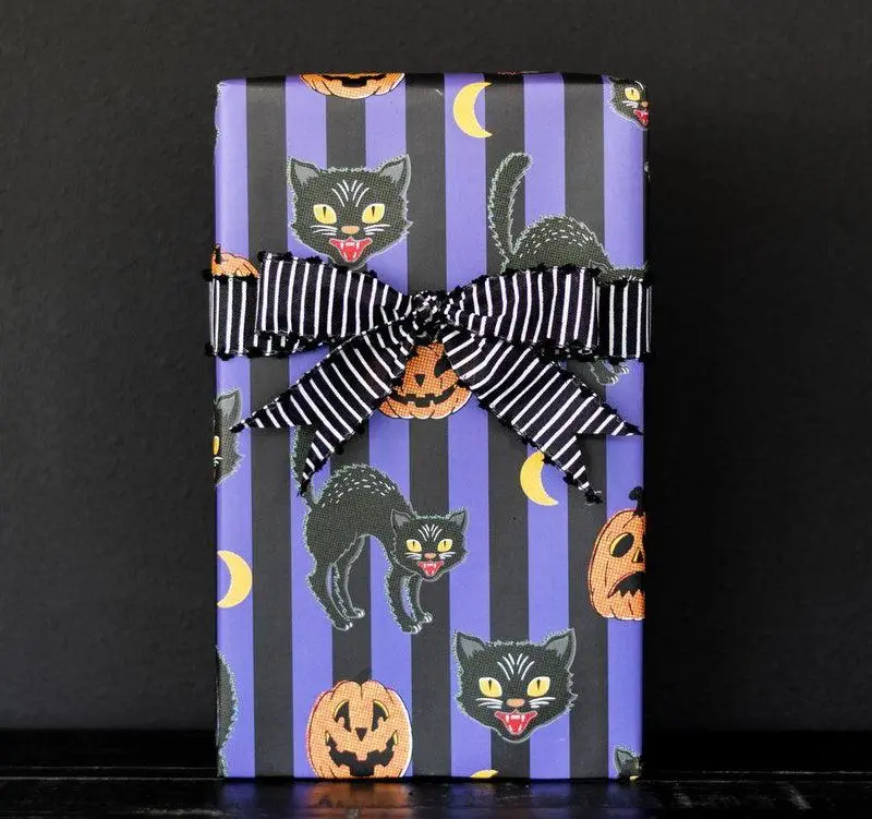 Halloween Black Cat Wrapping Paper, Halloween Gift Wrap