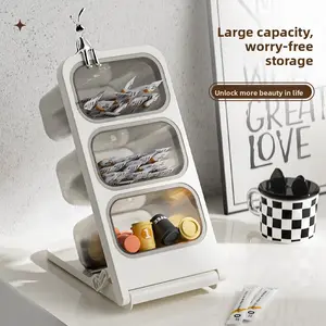 Multi Layer Tea Bag Storage Box Desktop Capsule Coffee Organizer Snack Holder for Tea Room Kitchen Office Home Use Space Saving Stackable Tea Storage Container with Lids