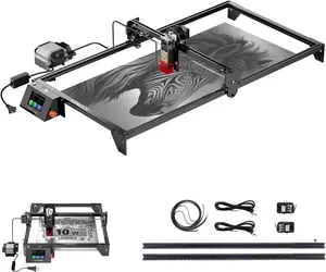 Longer New Upgrade RAY5 10W Laser Engraver with Air Pump, Limit Switch Kit and Y-Axis Extension Kit, Expand Working Area to 33.46" x 15.75", 3.5” Color Touch Screen, DIY Engraver Tool for Metal/Glass/Wood