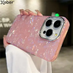 Luxury Bling Glitter Dream Shell Marble Pattern Phone Case For iPhone 16 15 11 12 13 14 Pro Max XR XS X 7 8 Plus Hard PC Cover Protection Protective stylish phone case promax case Protector Screen Protector White Casing Shockproof Cellphone Smartphone