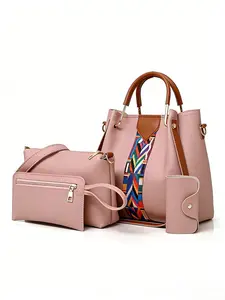 Women's Bag Set, Single Shoulder Handbag Crossbody, PU Leather Material, Ideal for Daily Use and Travel, Fashion Four-Piece Set