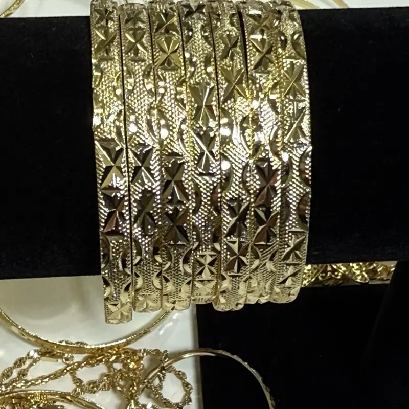 18k Plated Bangles with Intricate Star Design for Elegant Everyday Wear