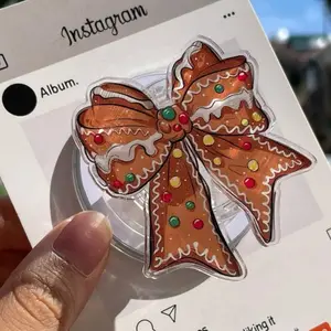 Gingerbread Coquette Bow MagSafe Phone Grip. Vintage Christmas Magnetic Phone Holder, Cute Holdiday Popsocket, Ideal Gift Idea for Xmas