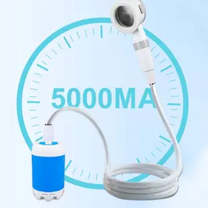 Portable Bathing Tool - Rechargeable for easy operation and pumps water from a bucket. Great for camping, hiking, traveling, car washing and pet cleaning