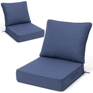 5.5" Thick Deep Seat Patio Chair Cushions 24x24 Set of 2,  Outdoor Replacement Cushions for Wicker Sofa and Couch, Fade Resistant, Sky Blue