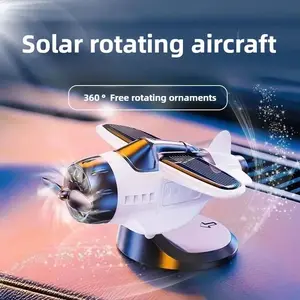 Solar Airplane Car Ornaments, Car Dashboard Drifting Rotating Airplane, Solar Energy Aircraft, Desk Decoration For Office Home, Car Interior Accessories