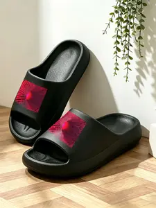 Women's Cyberpunk Turbulent Print Slippers, Soft Eva Sole, Casual Home & Outdoor, Anti-Slip Silent, Cool Filter Effect