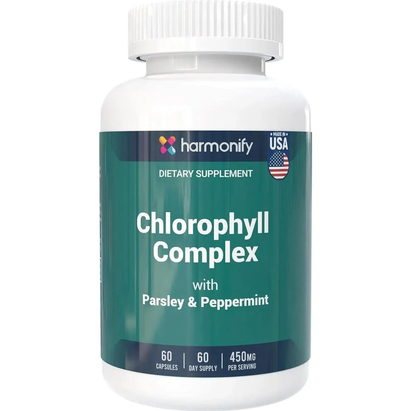 Chlorophyll Capsules 450mg, Natural Chlorophyll Pills for Women & Men – Highly Bioavailable Chlorophyll Supplement – 120 Capsules