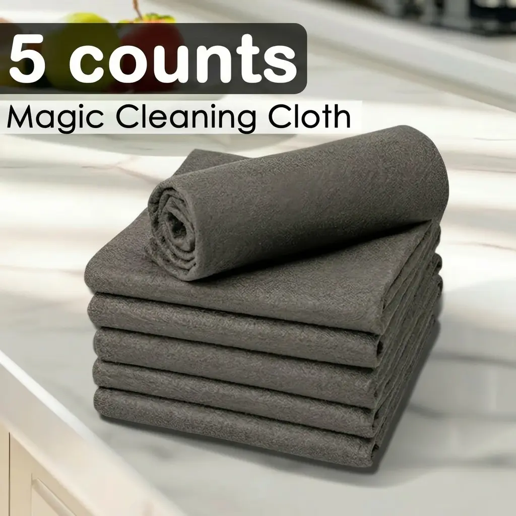 【Leaving No Trace】5pcs Thickened Magic Cleaning Cloth, Reusable Microfiber Magical Cleaning Rags, Wiping things cleaner, Microfiber Cleaning Cloth for window, Mirror, Cars, Windows, floors, countertops, and sink, a deep clean.