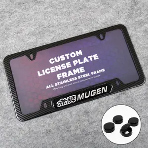 Front or Rear Carbon Fiber Texture License Plate Frame Protect Cover Fit Mugen Decorate Accessories Gifts