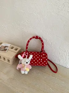 Dot Pattern Cylinder Handbag for Women, New Fashion Boston Bag, Unique Design Crossbody Small Bag, Vintage Dot Cylinder Bag, French Style Handbag