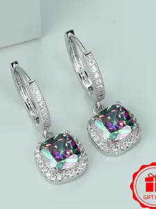 Exquisite Sparking Stud Earrings Synthetic Zirconia Inlay Fashion Minimalist Luxury Exquisite Elegant Design Daily Wear Jewelry Accessory for All Seasons for Women & Girls Hoop Earrings Dainty Fashion Jewelry