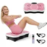 HOPHORSE 3-in-1 Vibratory Plate Machine - Compact 25x14in Saves Home Space Indoor Exercise Equipment with Walking Pad, 2 Resistance Bands, Bluetooth Remote, 300lb Capacity, Fast/Med/Slow Settings & Customer Service