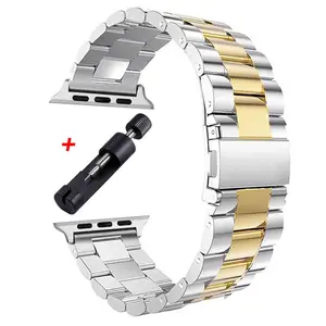 Stainless Steel Watch Band (Band Only), Folding Buckle Design Smart Watch Band with Adjustable Tool, Fashionable Casual Strap for iWatch 9 8 7 6 5 4 3 2 1 SE, Smartwatch Strap, Smart Watch Straps, Smart Watch Accessories