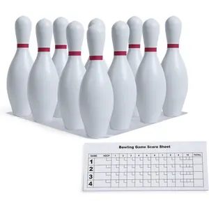 Bowling Set with 15-in Plastic Pins, Ball, and Stability Cap - Lightweight Training & Recreational Kit for Backyard Fun, Family Games